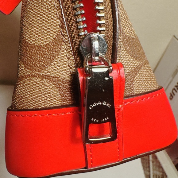 Coach F58295 Sierra Satchel Coated in Canvas & Leather Trim: Khaki / Orange - Picture 7 of 11